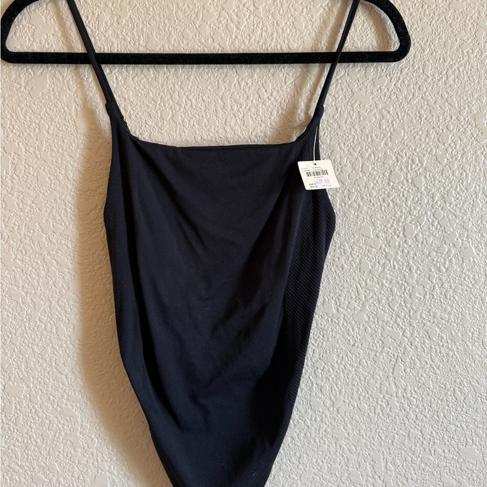 Anthropologie Black Renna Seamless Square neck Bodysuit NWT S/M - Picture 8 of 9